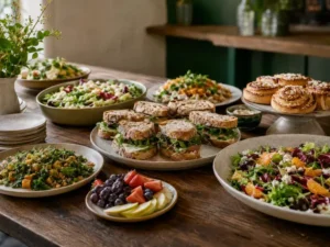 Cateringbuffé med smörgåsar och sallader